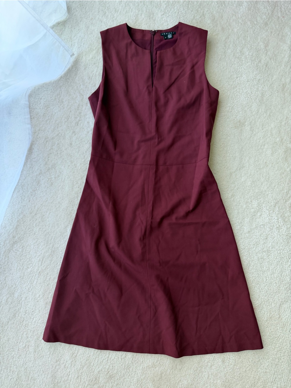 Theory Wool Sleeveless Burgundy A-Line Dress - Picture 5 of 5